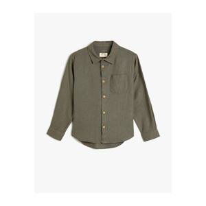 Koton Linen-Mixed Shirt Basic Long Sleeved One Pocket Detailed