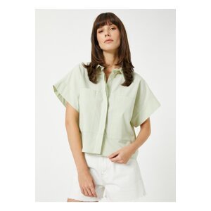 Koton Women's Standard Shirt Collar Plain Khaki Shirt 3sak60018pw