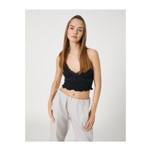 Koton Strapless V-Neck Ruched Crop Corduroy Singlets