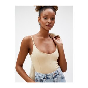 Koton Crop Athlete Thin Strap U Collar Ribbed