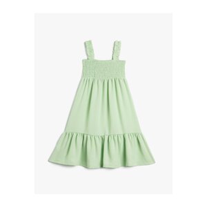 Koton Frilled Straps Midi Dress With Gipe Detail