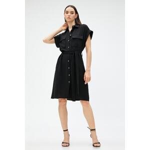 Koton Women's Short Sleeve Belted Short Shirt Dress 3sak80108pw