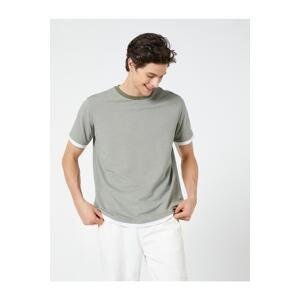 Koton Basic T-Shirt, Crew Neck Fold Detail, Short Sleeves.