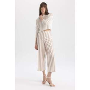 DEFACTO Short Wide Leg Wide Leg Linen Look Crop Fit Trousers