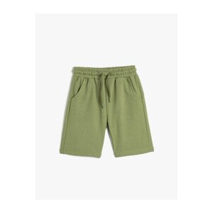 Koton Basic Shorts with Tie Waist, Textured Pocket.