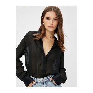 Koton Chiffon Shirt Long Sleeve Neck Satin Detailed