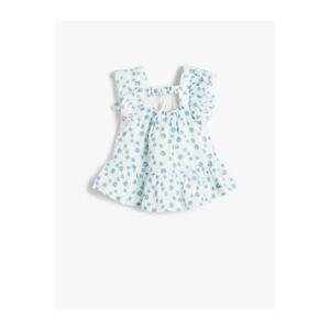 Koton Dress With Flowers Embroidered Scallops, Ruffled Window Detail at the Back.