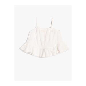 Koton Crop Top with Embroidered Scallops, Straps, Relaxed Cut
