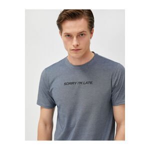 Koton Embroidered Motto T-Shirt, Crew Neck, Slim Fit, Short Sleeves.