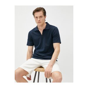 Koton Zipper T-Shirt Polo Neck Short Sleeve Cotton