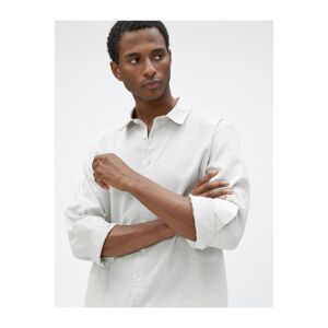 Koton Linen Blend Shirt Classic Collar Long Sleeve