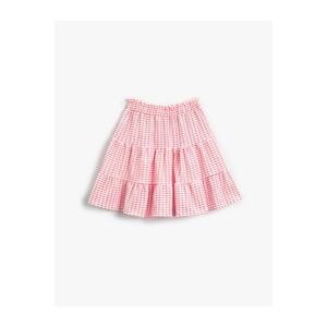 Koton Plaid Skirt Midi Waist Elastic Ruffled