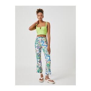 Koton Patterned Short Flare Trousers High Waist