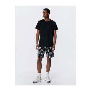 Koton Lace Waist Shorts Skull Printed Pocket Detailed Slim Cut