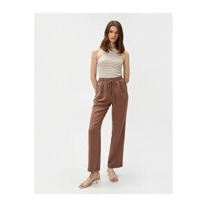 Koton Tie Waist Trousers Straight Leg Modal Blended