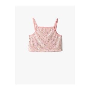Koton Sequin Embroidered Crop Top with Straps