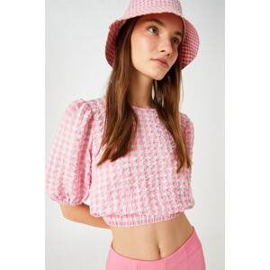 Koton Poplin Crop Blouse with Balloon Sleeves