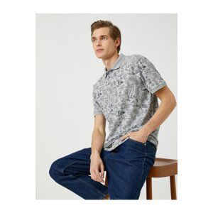 Koton Floral Slim-fit Polo T-Shirt, Short Sleeves with Buttons.