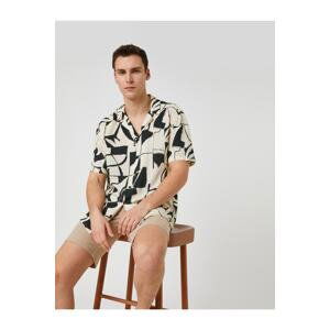 Koton Summer Shirt Short Sleeve Turndown Collar Abstract Print Detailed