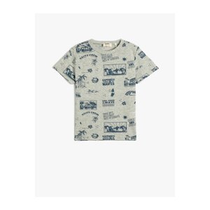 Koton Printed T-Shirts, Short Sleeves, Crew Neck