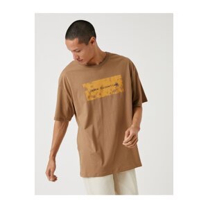 Koton Basic Oversize T-Shirt Motto Printed Crew Neck Short Sleeve
