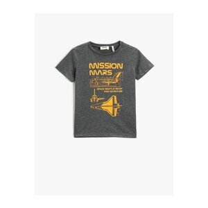 Koton Space Theme Printed Short Sleeve T-Shirt Crew Neck