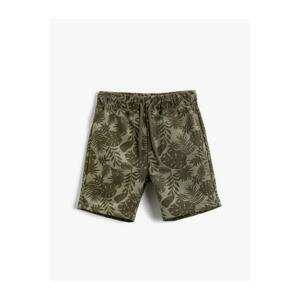 Koton Leaf Printed Shorts with Tie Waist
