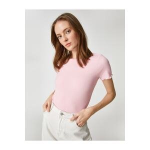 Koton Crew Neck T-Shirt Sleeves with Ruffle Detail