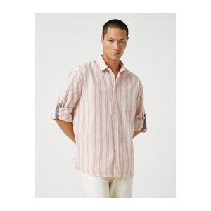 Koton Woven Shirt with Classic Collar Buttons, Roll-Up Detail with Sleeves.