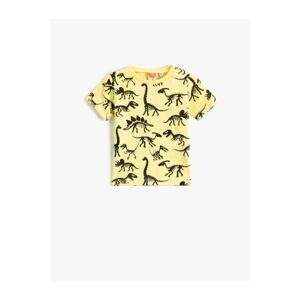 Koton Short Sleeve Crew Neck T-Shirt with a Dinosaur Print