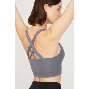 LOS OJOS Anthracite Lightly Supported Covered Sports Bra with Back Detail