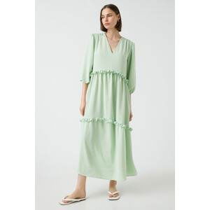 Koton V-Neck Flowy Relaxed Fit Frilly Long Dress