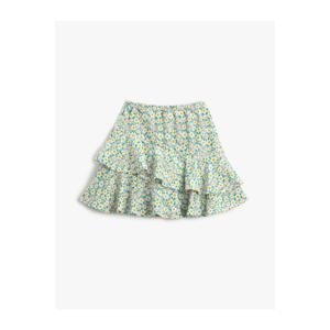 Koton Floral Skirt Shorts Ruffled