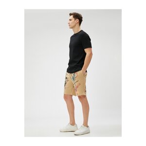 Koton Printed Shorts Tie Waist Pocket Detailed