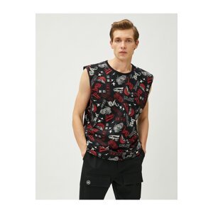 Koton Asian Printed Sleeveless T-Shirt Crew Neck Cotton