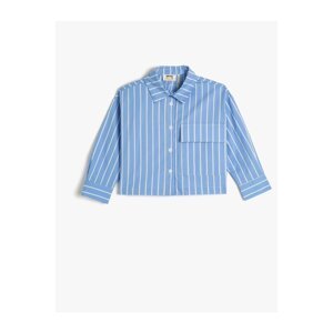 Koton 3skg60098aw Girls Blue Striped Shirt