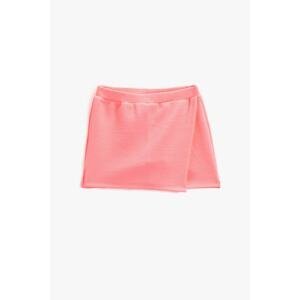 Koton Basic Mini Shorts Skirt Double Breasted Elastic Waist Textured