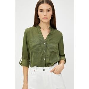 Koton A Big Collar Shirt with Pockets with Folded Sleeves