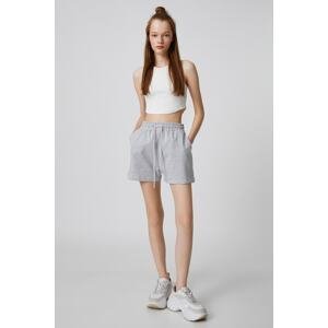 Koton Mini Shorts with Lace Waist, Relaxed Cut, Pocket Detailed