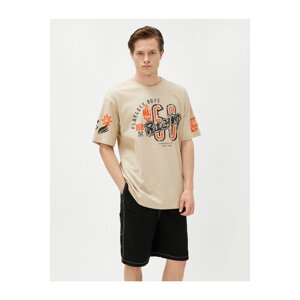 Koton Oversize T-Shirt with Printed Racing Theme, Crew Neck Cotton