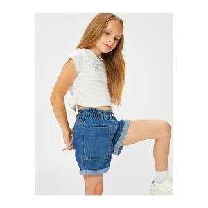 Koton Jeans Shorts with elasticated waist and button pockets. Cotton