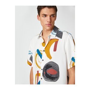 Koton Summer Shirt Abstract Printed Classic Collar