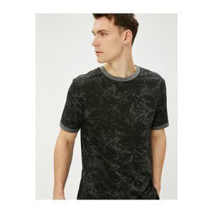 Koton Leaf Printed T-Shirt Crew Neck Slim Fit Cotton