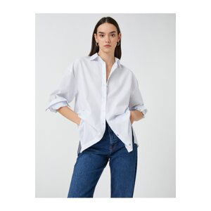 Koton Oversize Poplin Shirt with Snap Buttons Long Sleeves