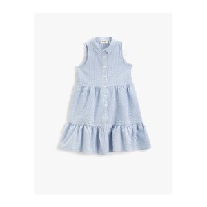 Koton Dress Midi Sleeveless Shirt Collar Tiered With Buttons