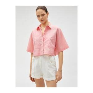 Koton Linen Blended Crop Oversize Shirt