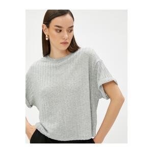 Koton Crop T-Shirt Short Sleeves Knitted Pattern
