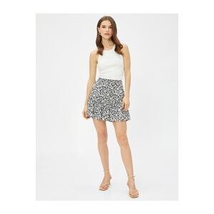 Koton Floral Mini Skirt with Layered Elastic Waist Ecovero® Viscose