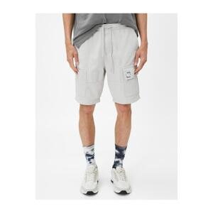 Koton Cargo Shorts with Pockets, Label Print Detail and Lace Waist