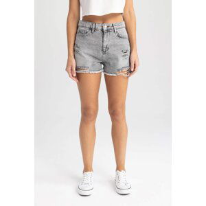 DEFACTO Normal Waist Cropped Side Leg Jean Shorts